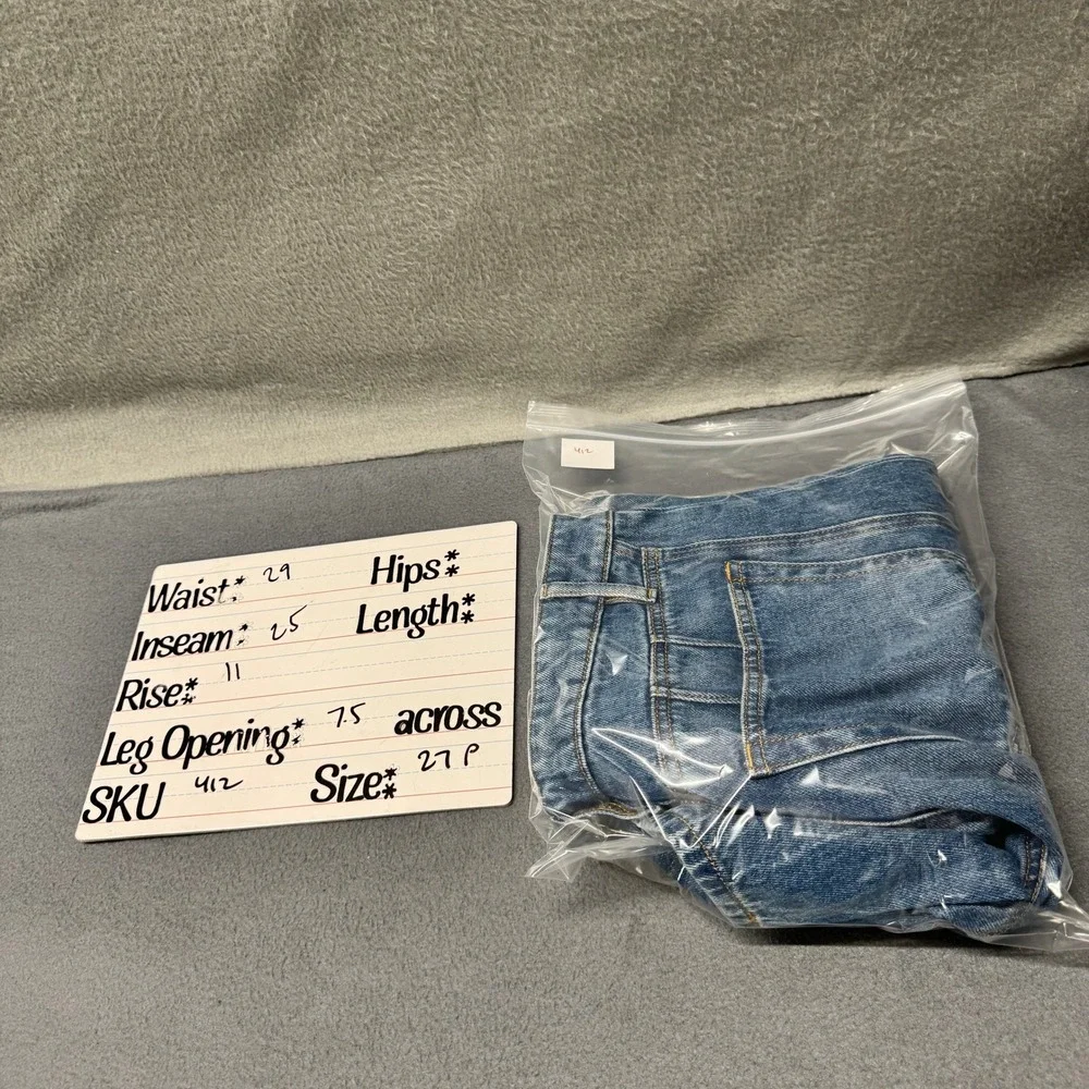 Rivete Barrel Jeans Womens 27 Petite 27P (29x25) Blue High Rise Denim Boho Crop